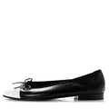 Crumpled Shiny Lambskin Cap Toe CC Ballerina Flats 39 Black White