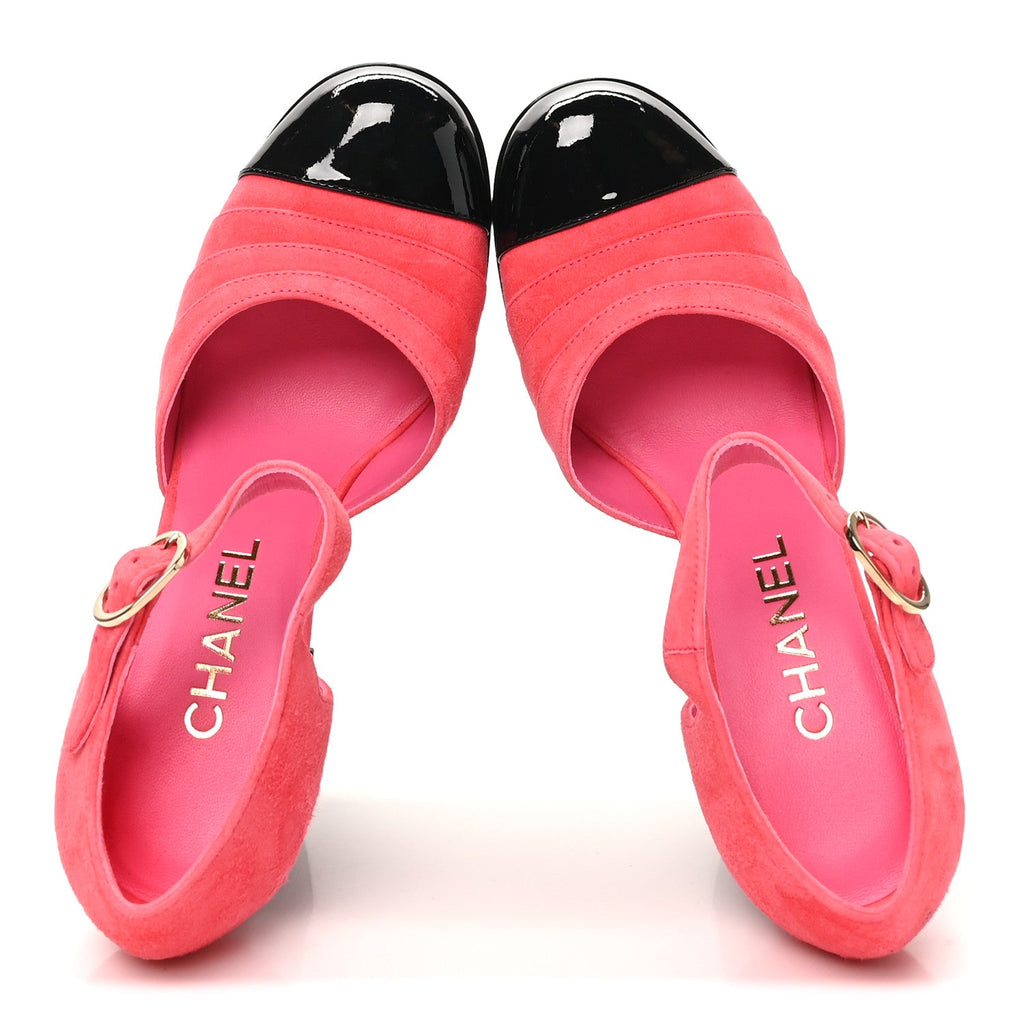 Suede Kidskin Patent CC Platform Pumps 37 Dark Pink Black
