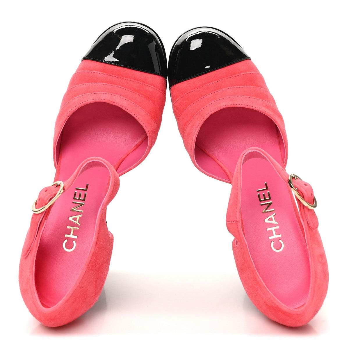 Suede Kidskin Patent CC Platform Pumps 37 Dark Pink Black