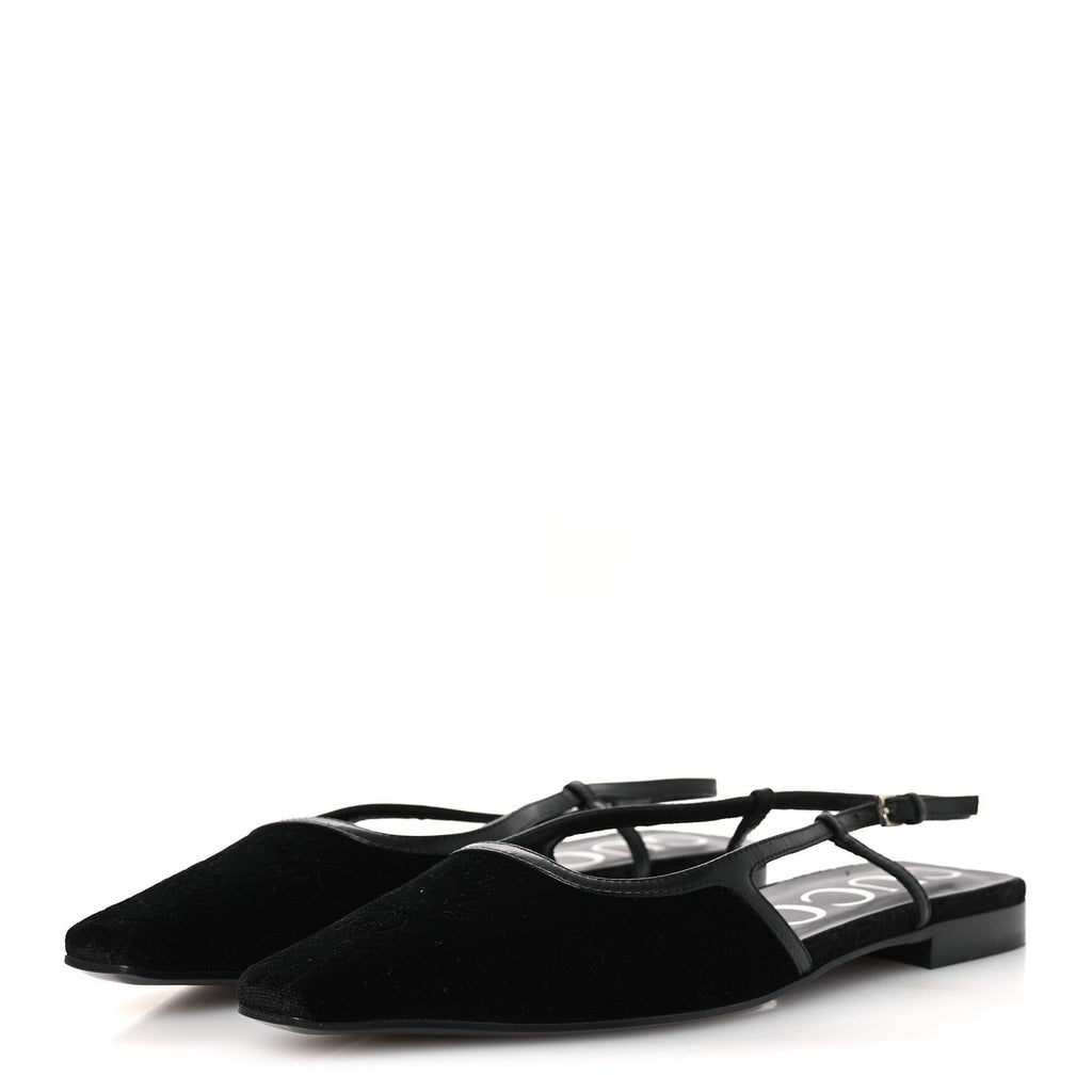 Velvet GG Monogram Slingback Ballet Flats 37.5 Black