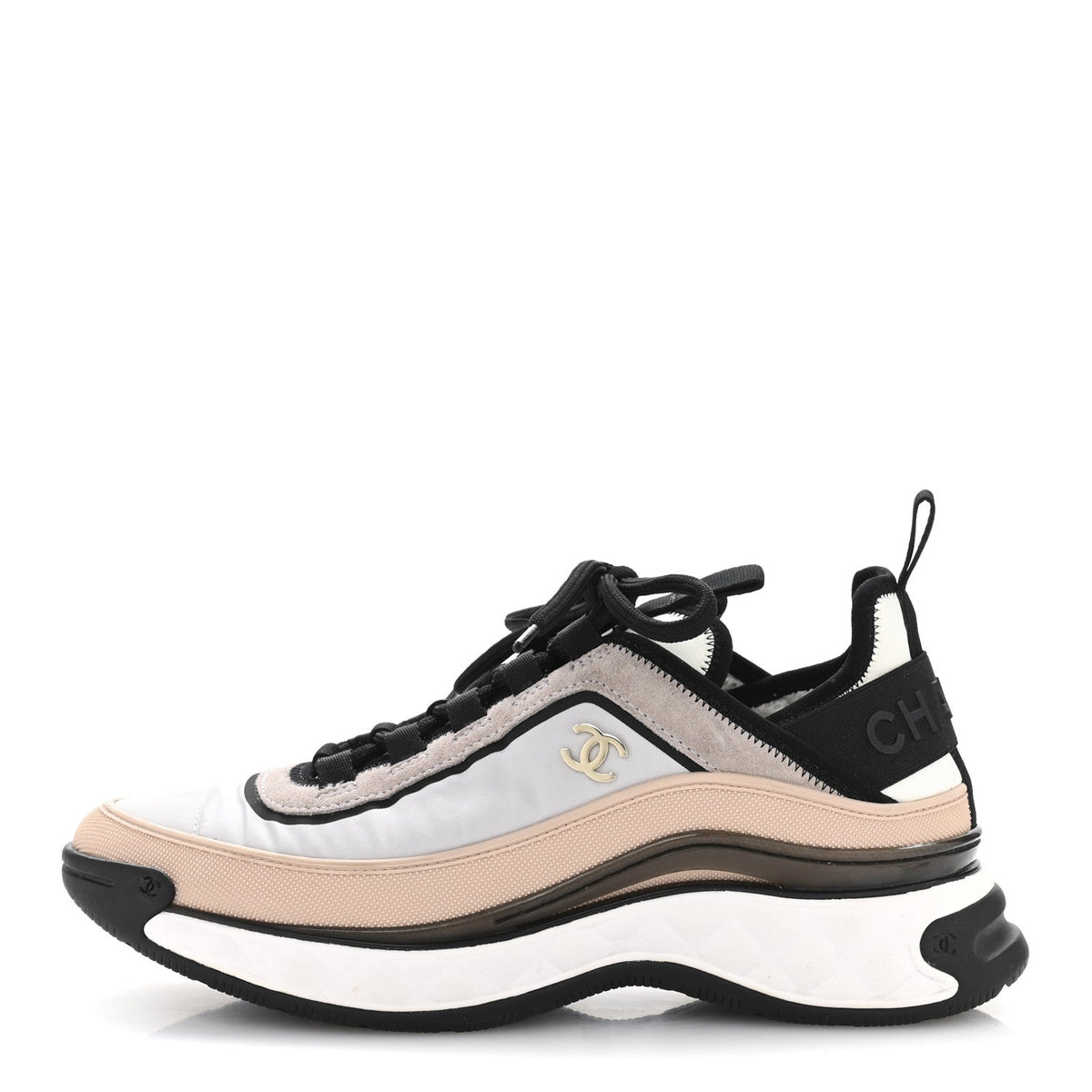 Suede Calfskin Mixed Fibers CC Sneakers 39 Pink Grey
