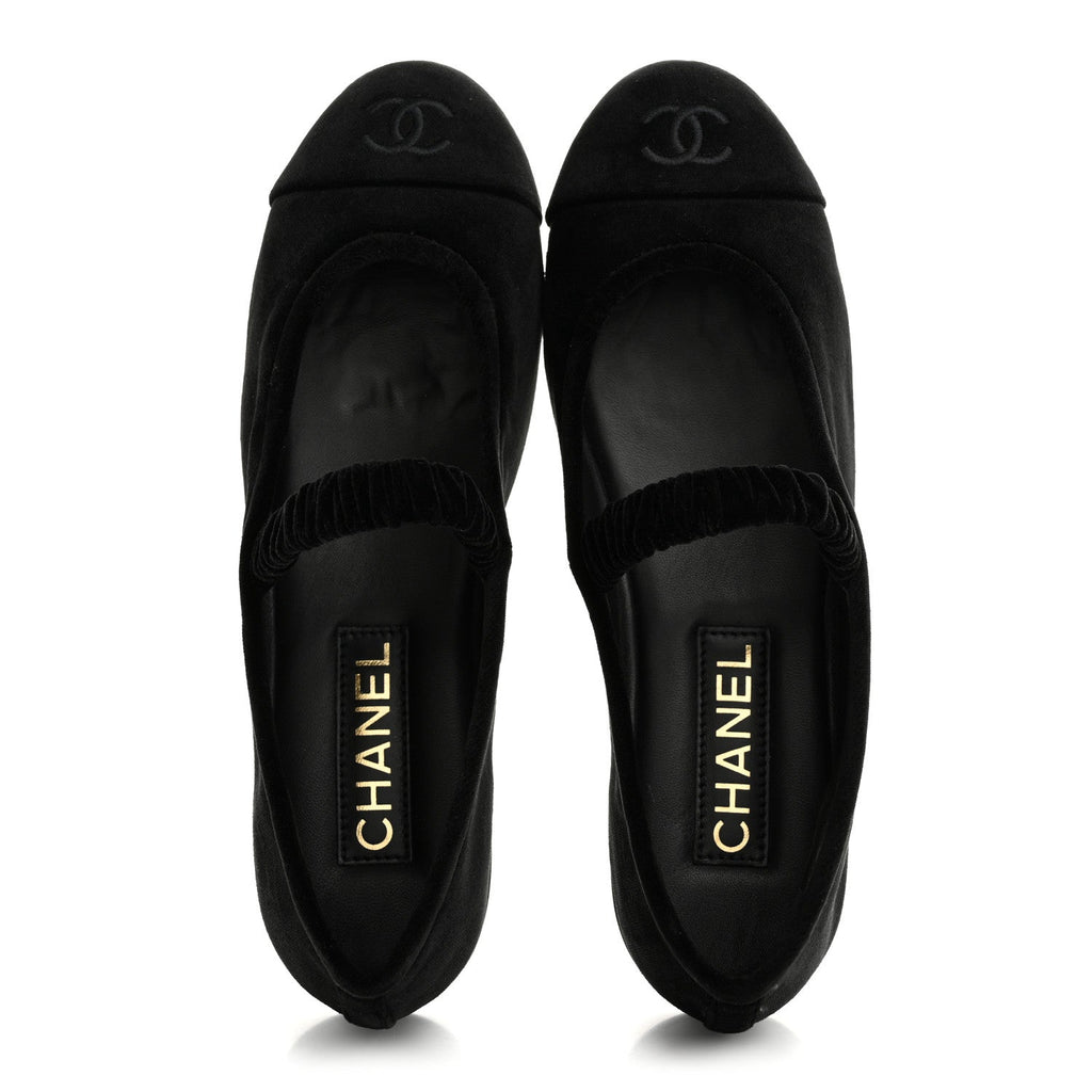 Velvet Mary Jane Flats 39 Black