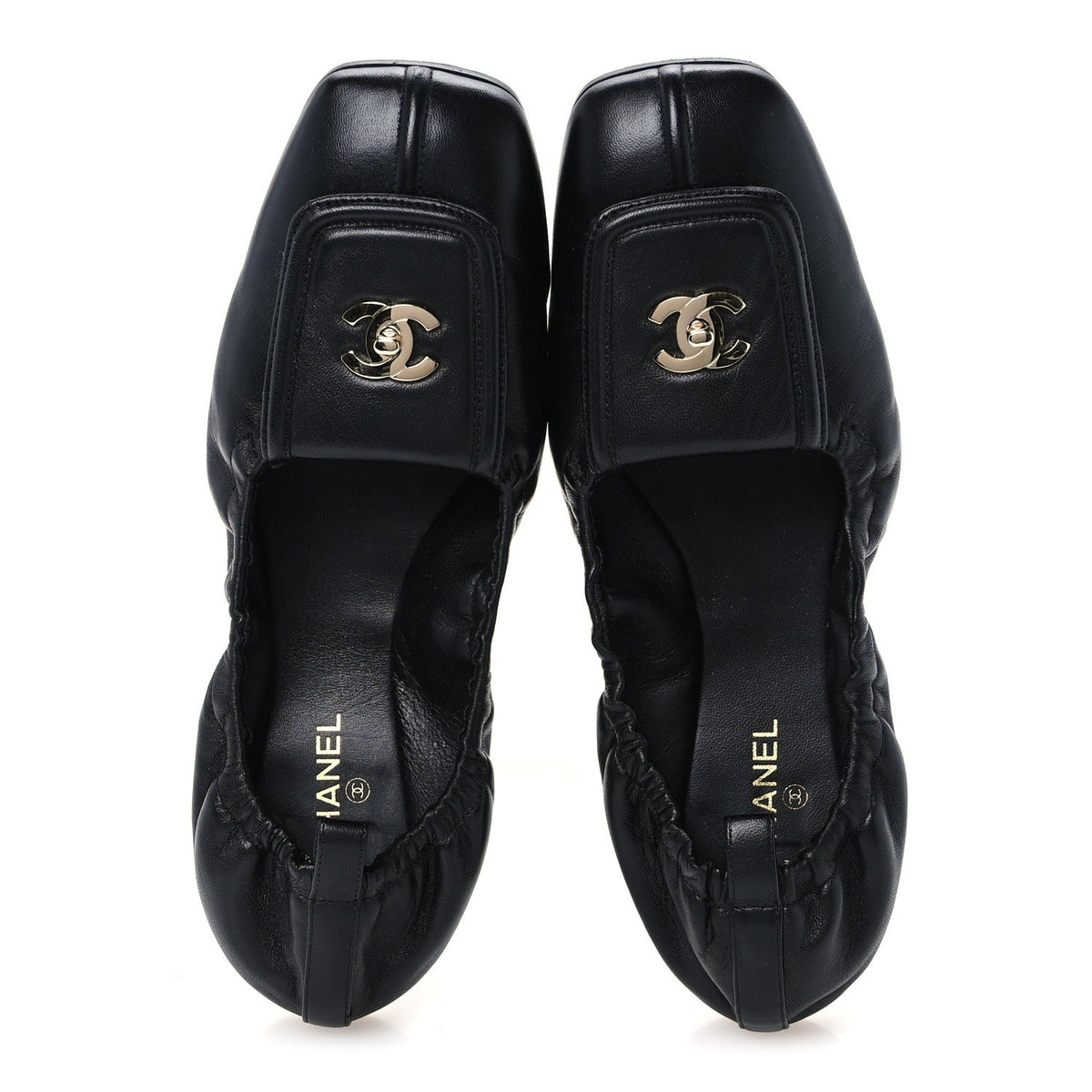 Lambskin CC Turnlock Ballerina Flats 39.5 Black
