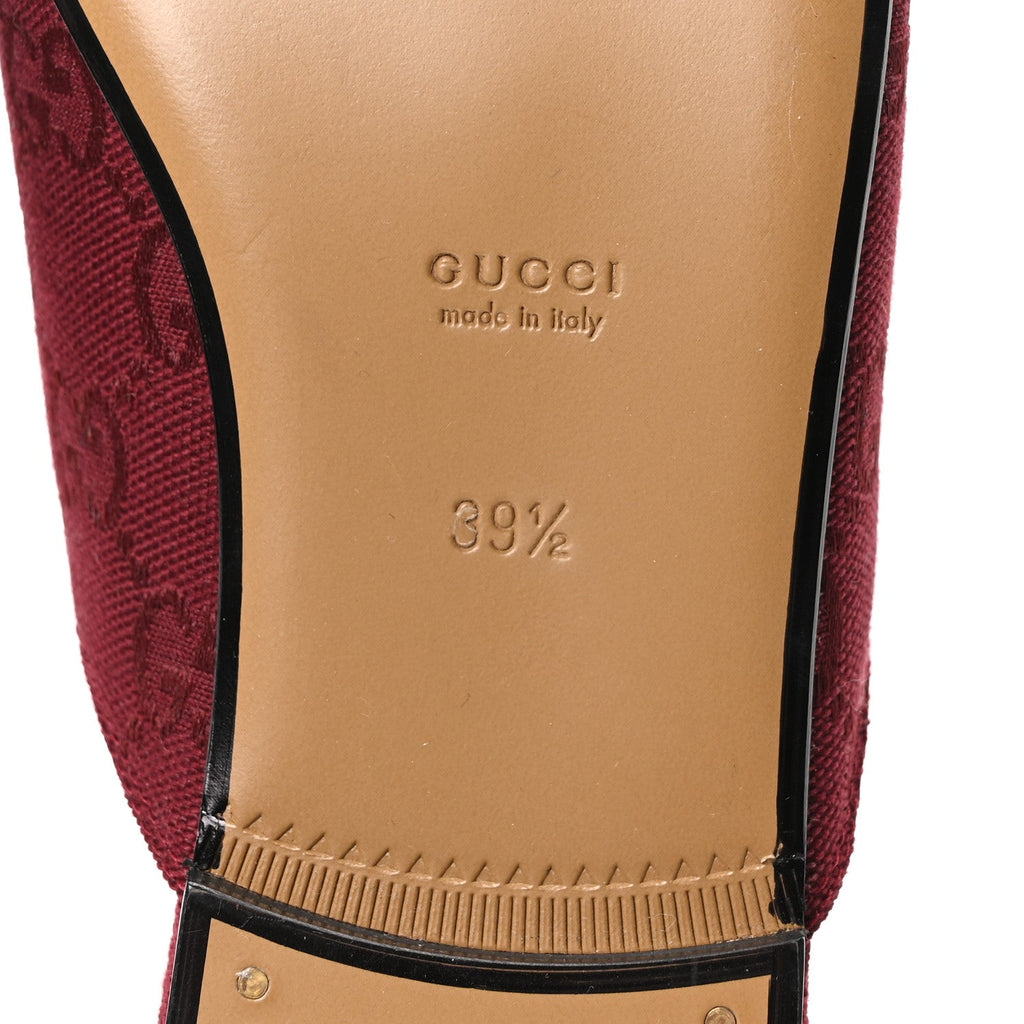 New Canvas GG Monogram Malaga Kid Womens Princetown Slippers 39.5 Rosso Ancora