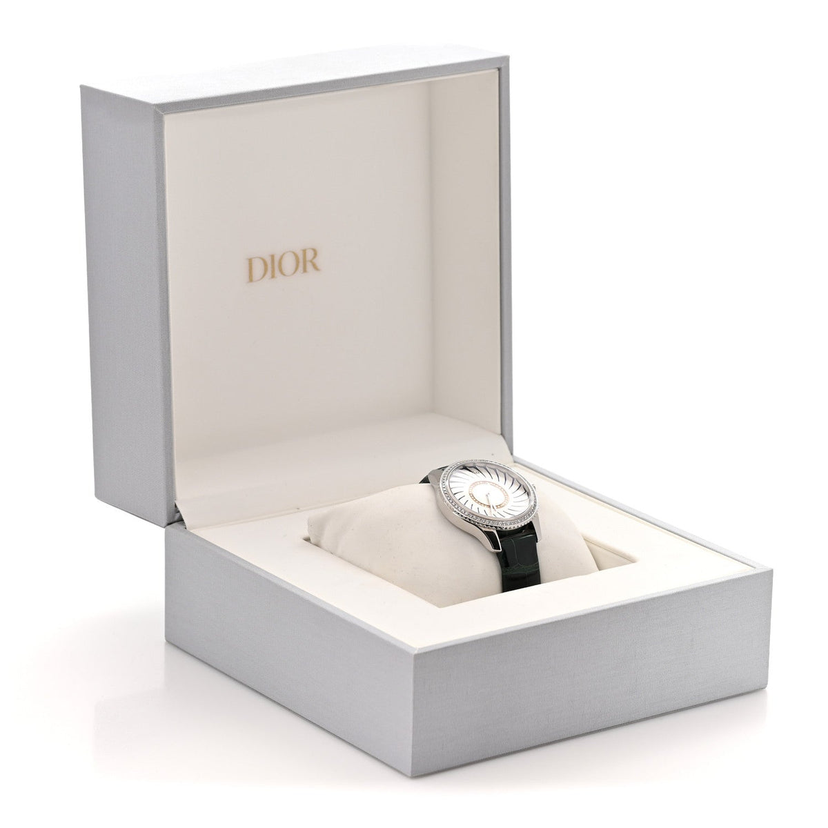 Stainless Steel Alligator Diamond Bezel 32mm Dior VIII Montaigne Quartz Watch White