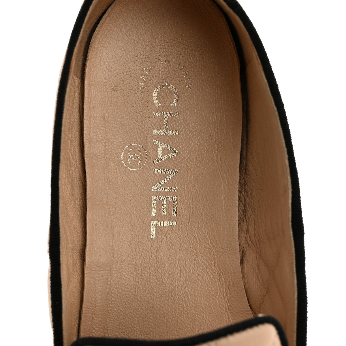 Lambskin Quilted Cap Toe Slipper With Pouch 39 Beige Black