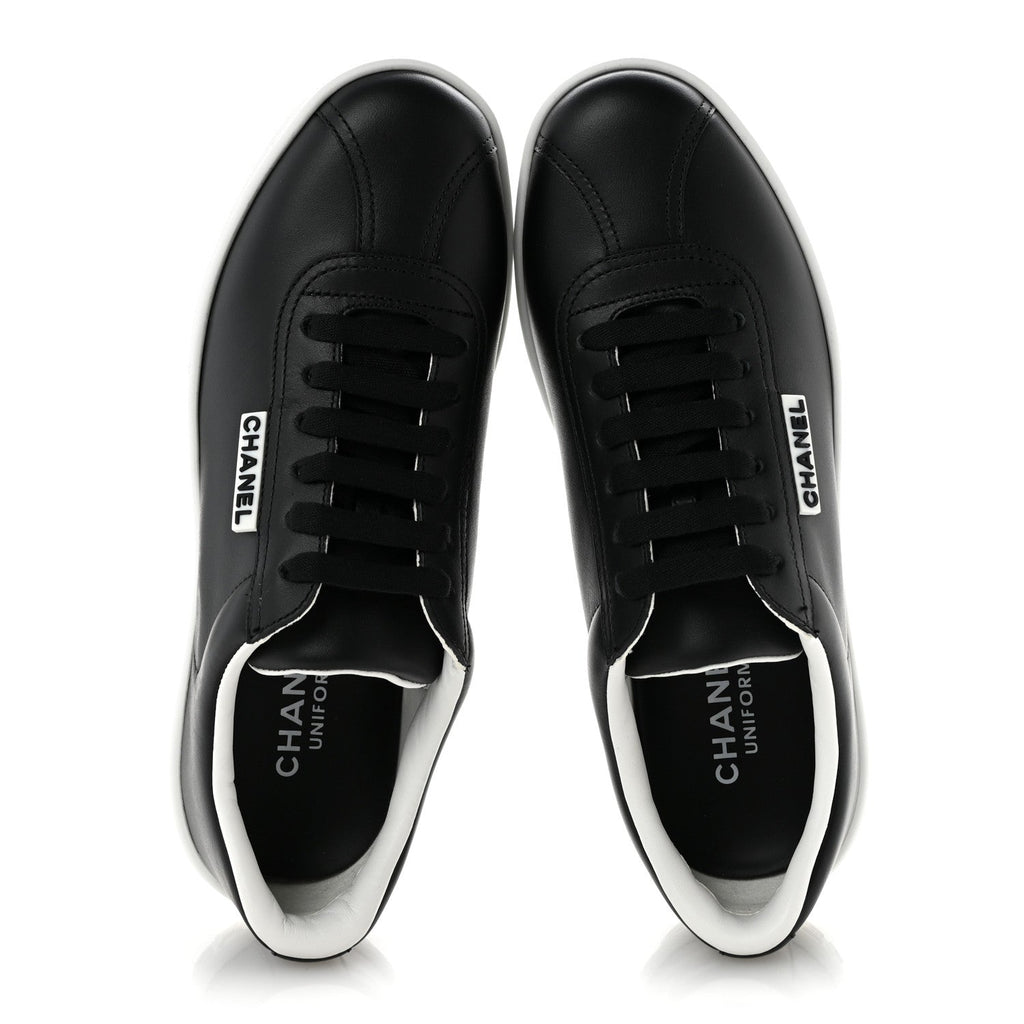 Calfskin CC Uniform Womens Sneakers 37 Black