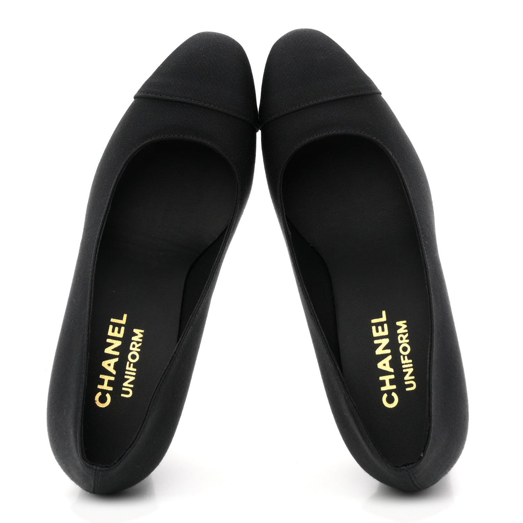 Grosgrain Cap Toe Uniform Pumps 35 Black