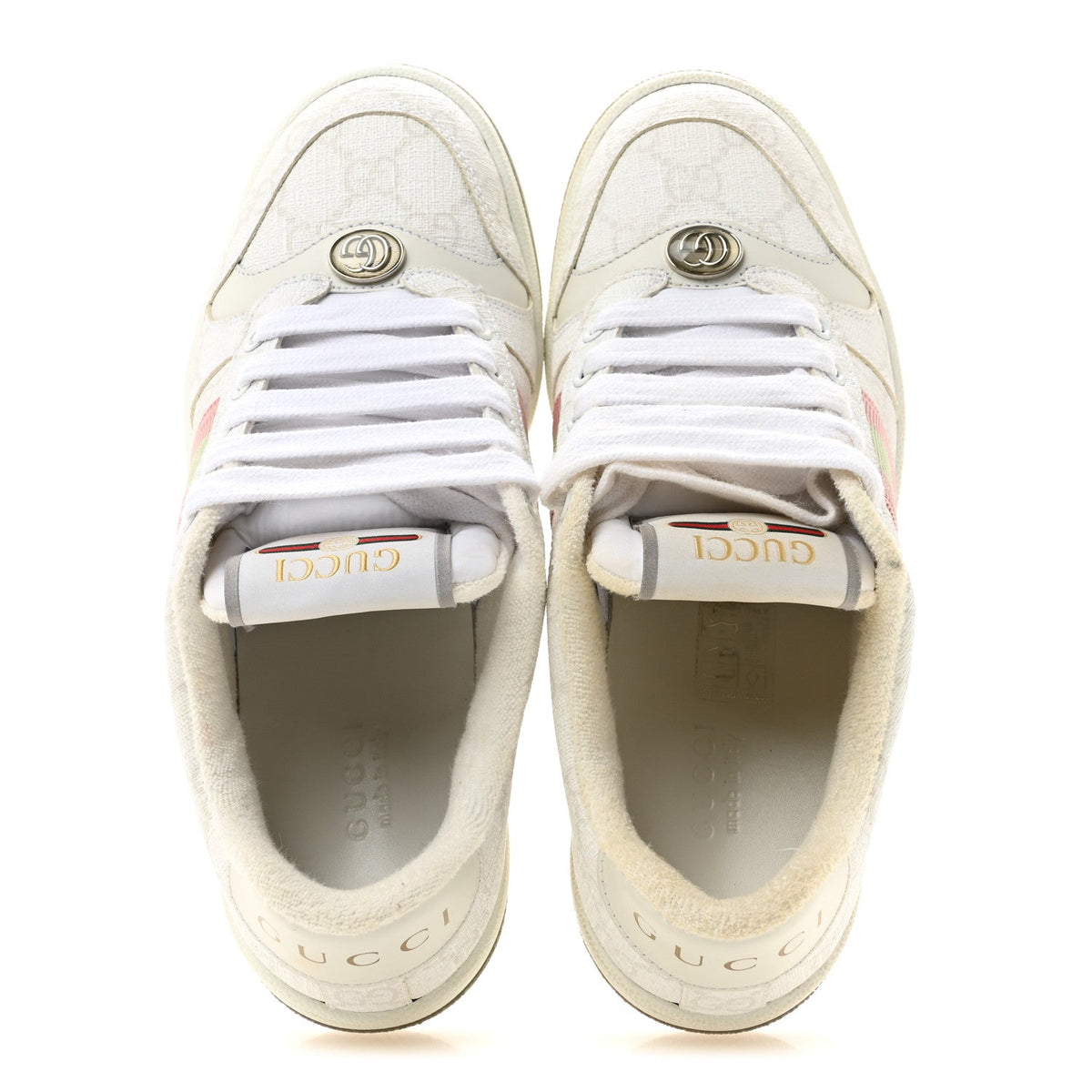GG Monogram Web Screener Sneakers 35.5 White Grey Pink