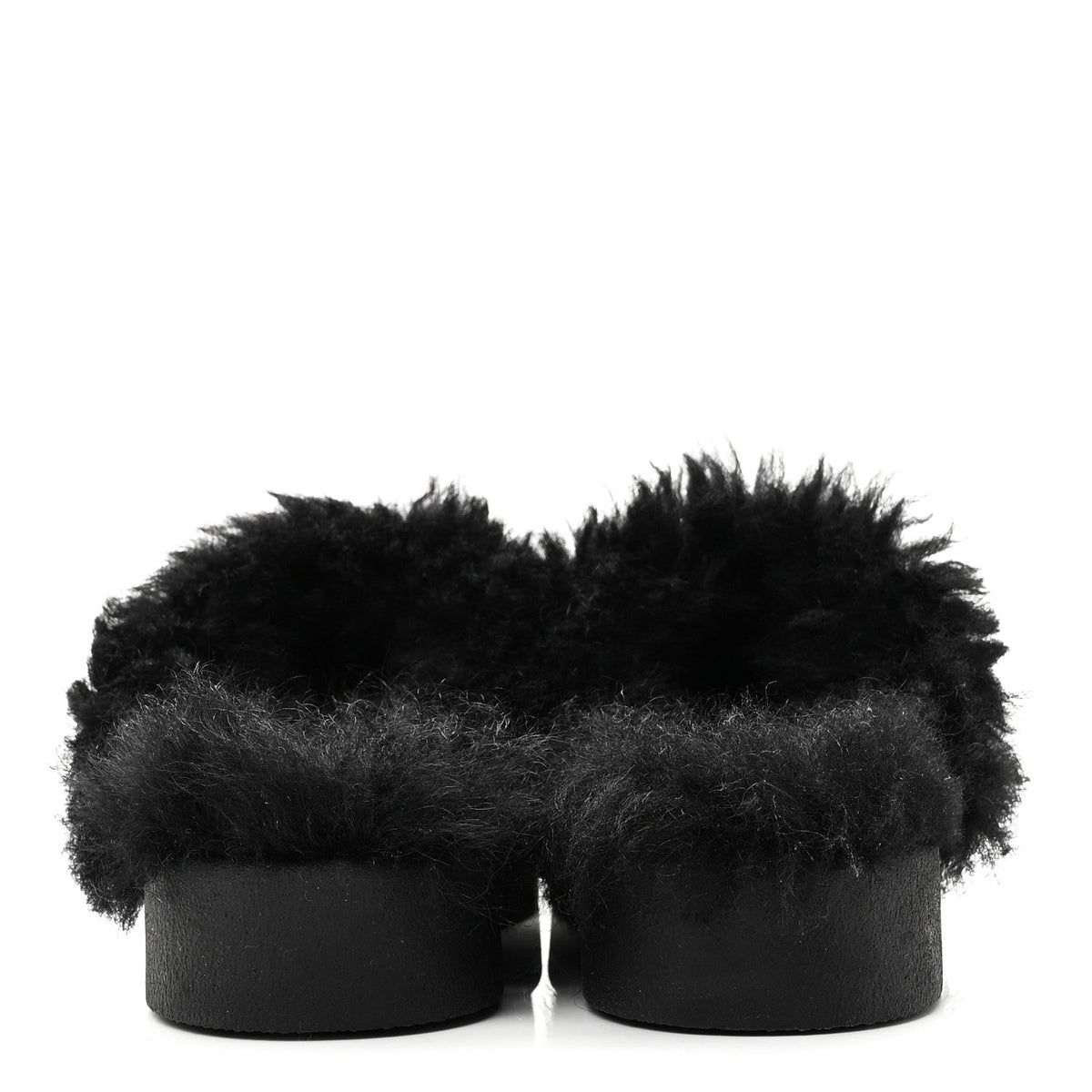 Suede Shearling CC Cap Toe Mules 36 Black