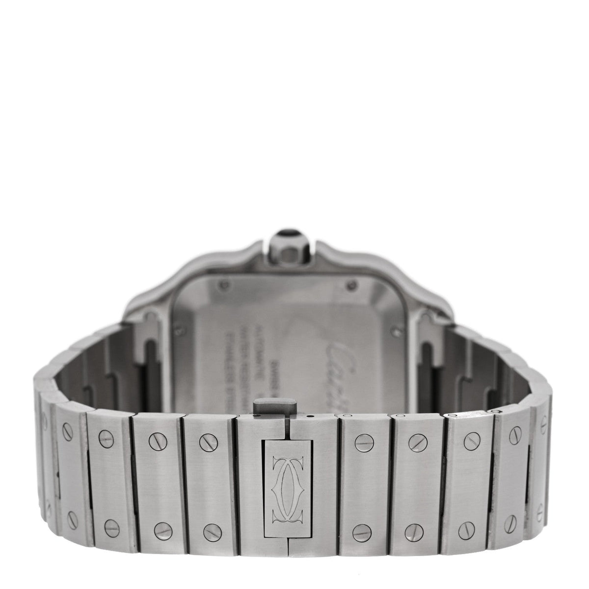 Stainless Steel 39.8mm Santos De Cartier Automatic Watch Black