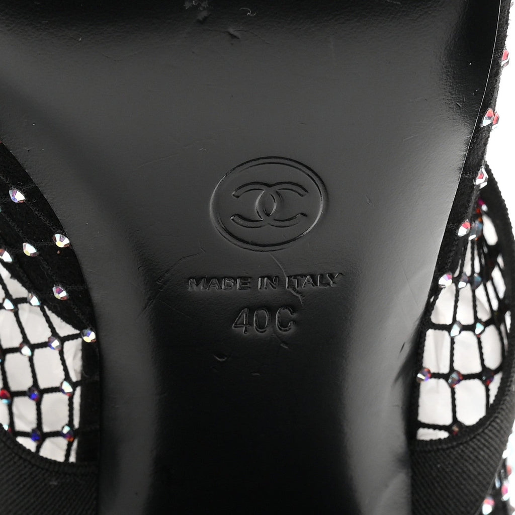 Mesh Crystal Patent CC Bow High Boots 40 Black