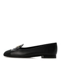 Calfskin Grosgrain Cap Toe CC Moccasin Loafers 37 Black