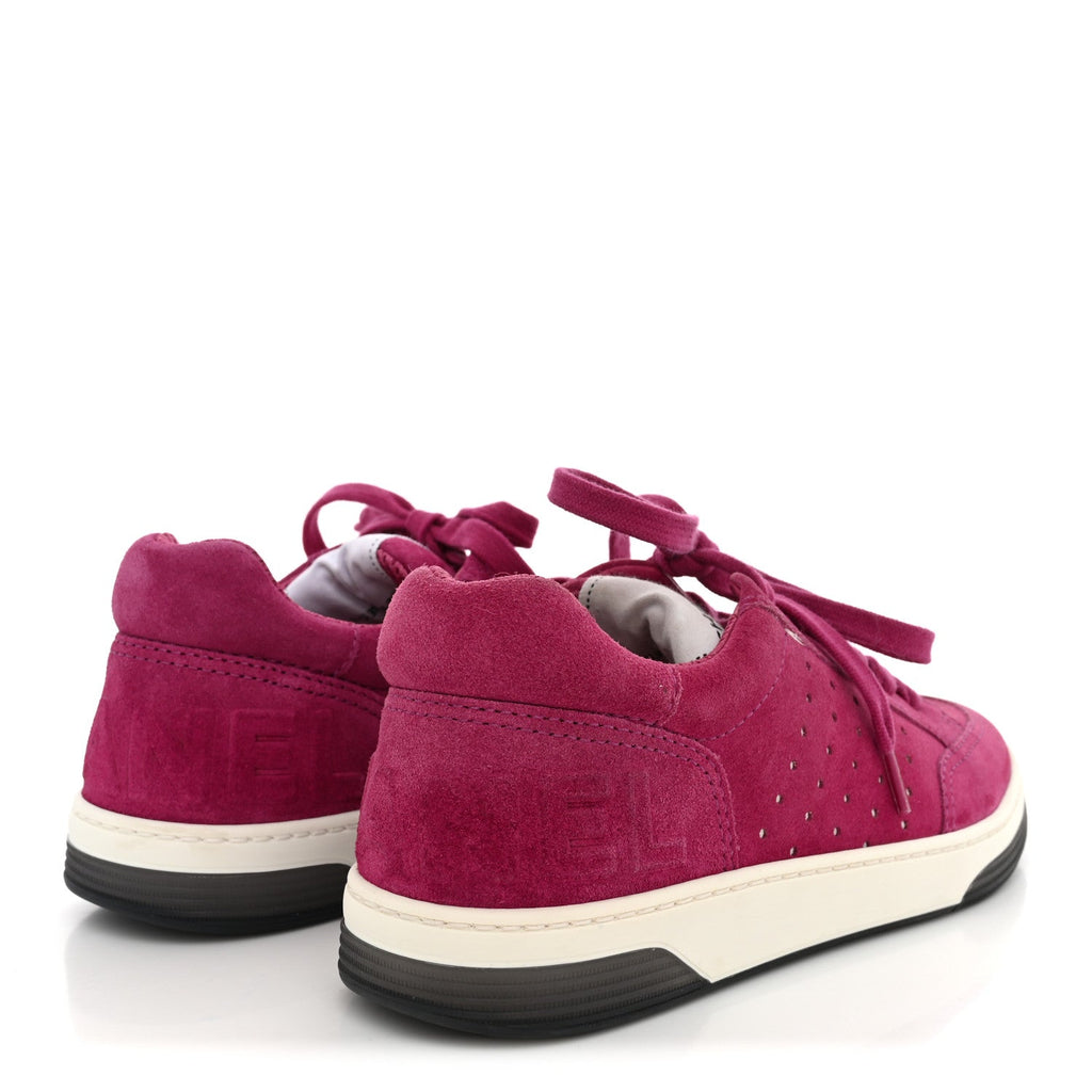 Suede Calfskin Logo Sneakers 37 Dark Pink