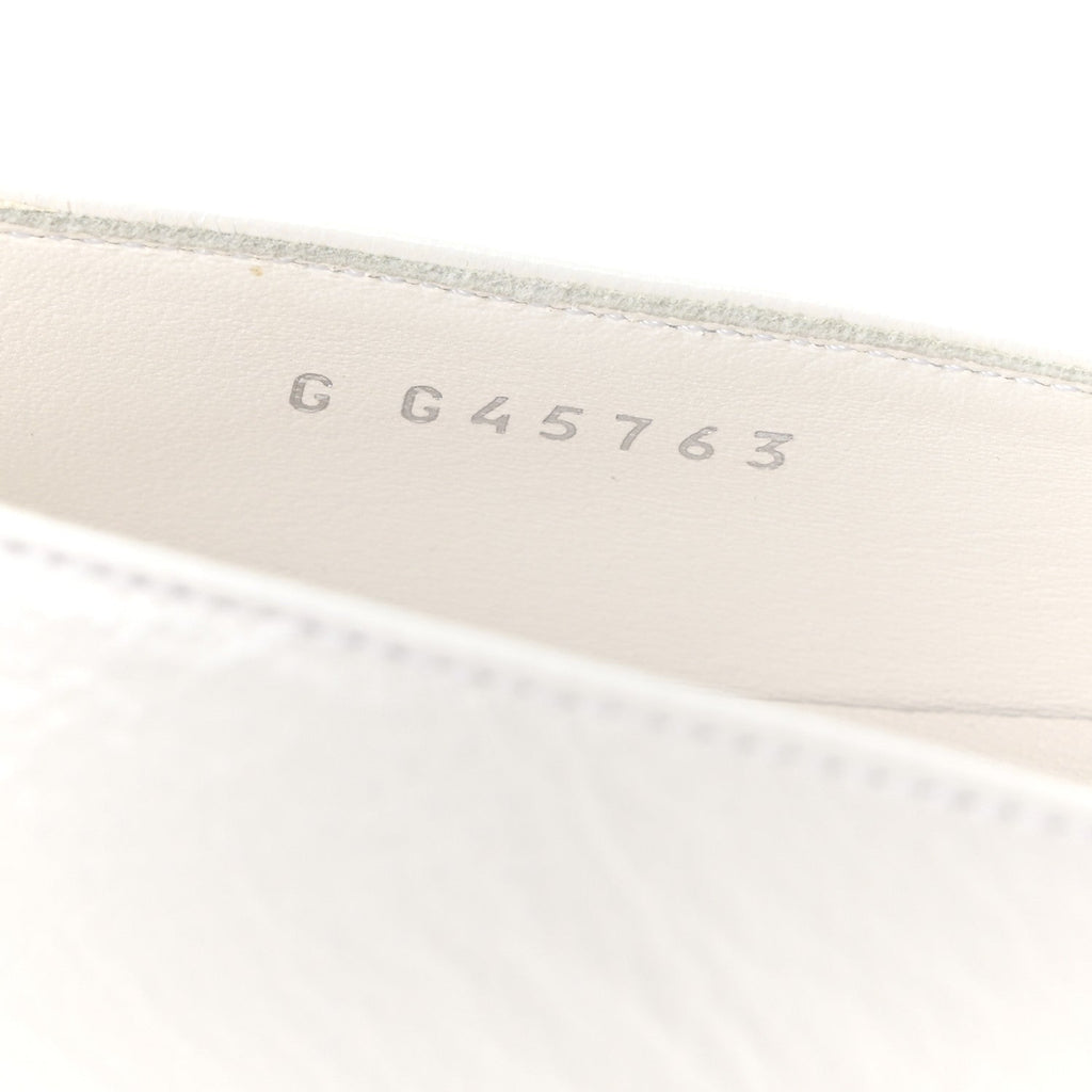 Shiny Lambskin Grosgrain Pearl Mary Janes Flats 37.5 White Black