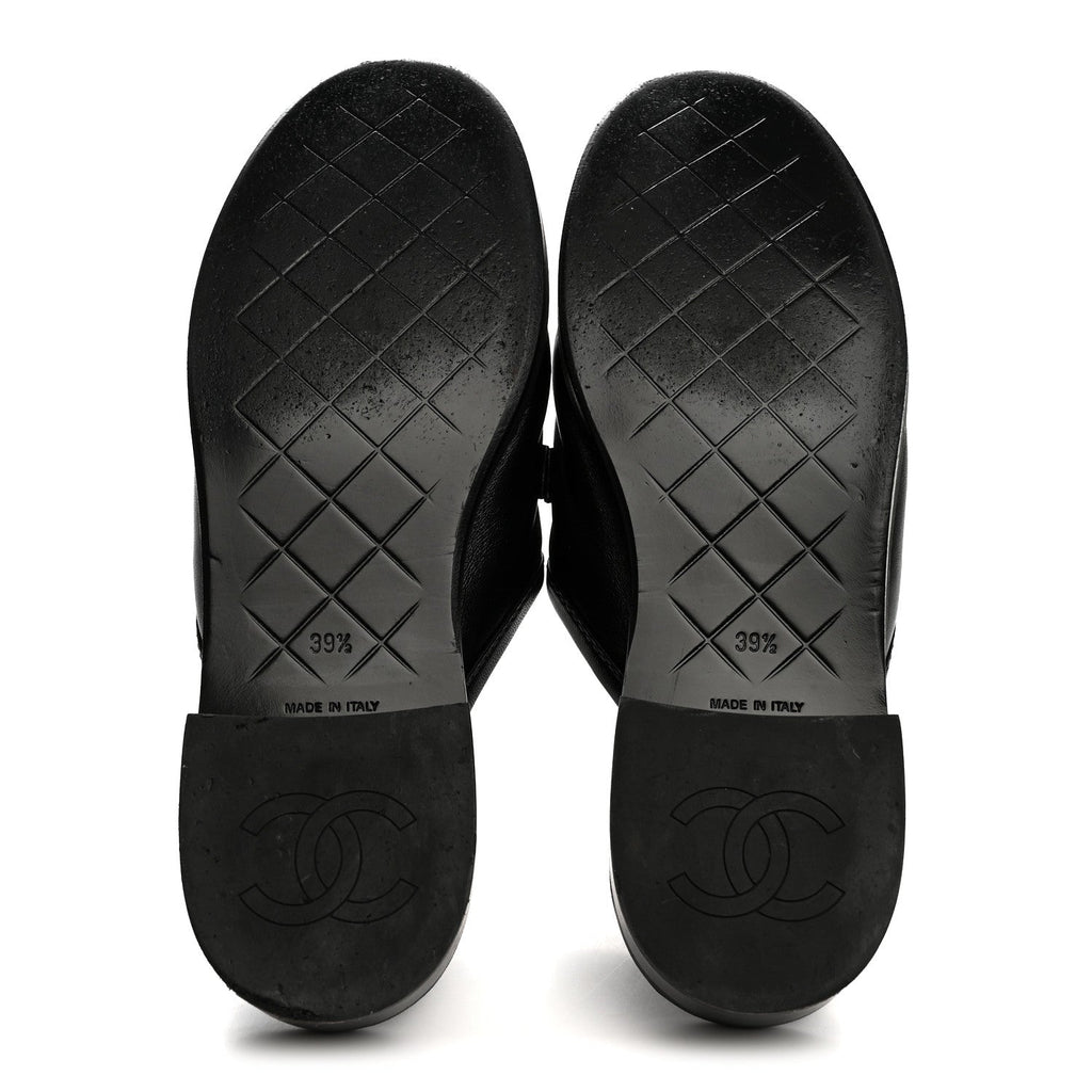 Lambskin Quilted CC Turnlock Mules 39.5 Black