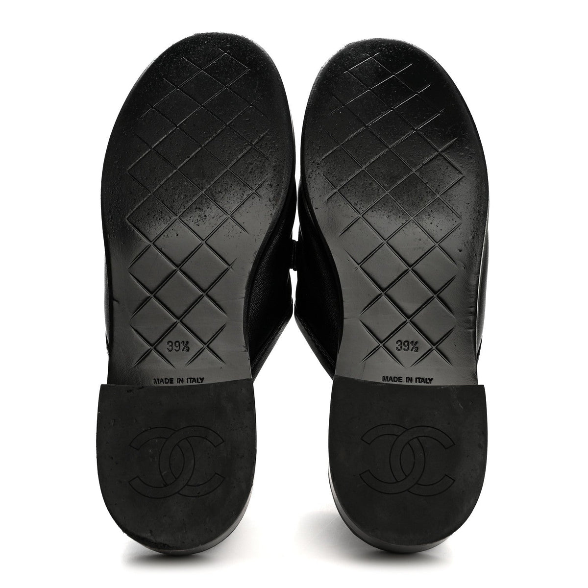 Lambskin Quilted CC Turnlock Mules 39.5 Black
