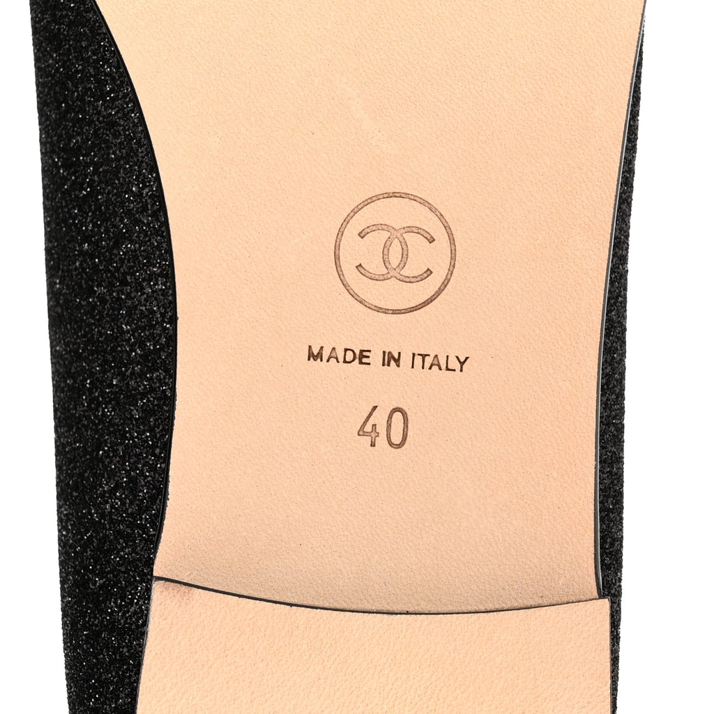 Glitter Grosgrain Cap Toe CC Ballerina Flats 40 Black