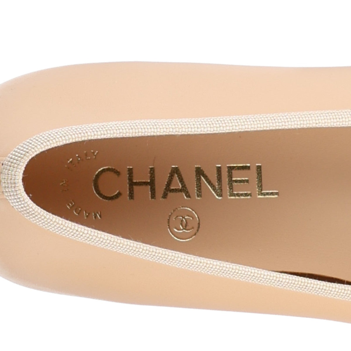 Lambskin Cap Toe CC Ballerina Flats 40.5 Beige Black
