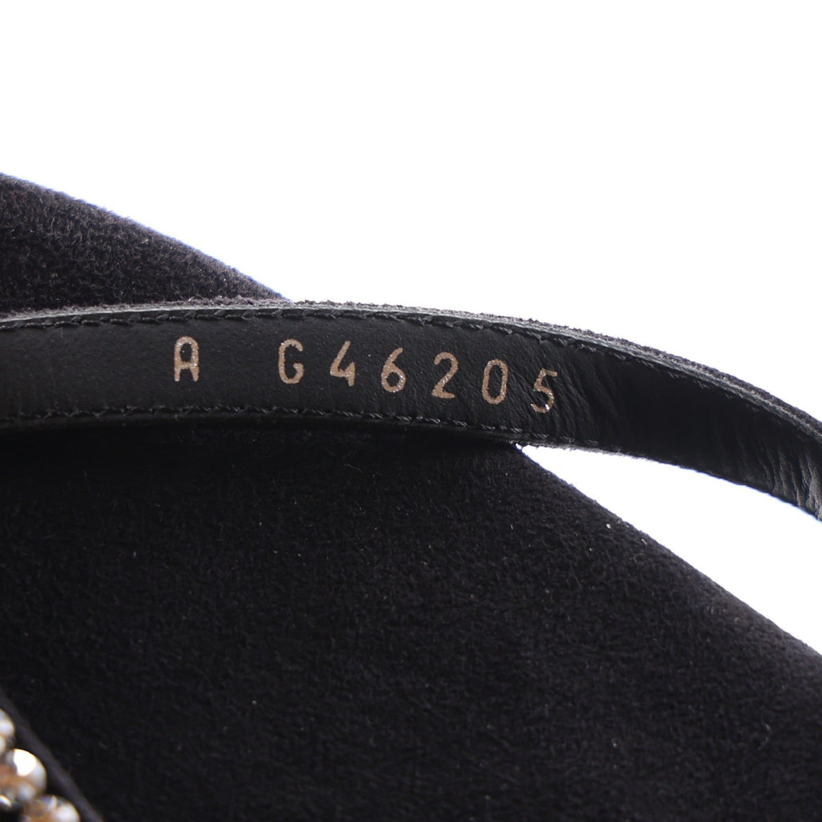 Suede Kidskin Strass CC Thong Sandals 36.5 Black