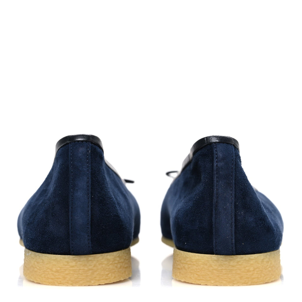 Suede Calfskin Cap Toe CC Ballerina Flats 40 Navy Black