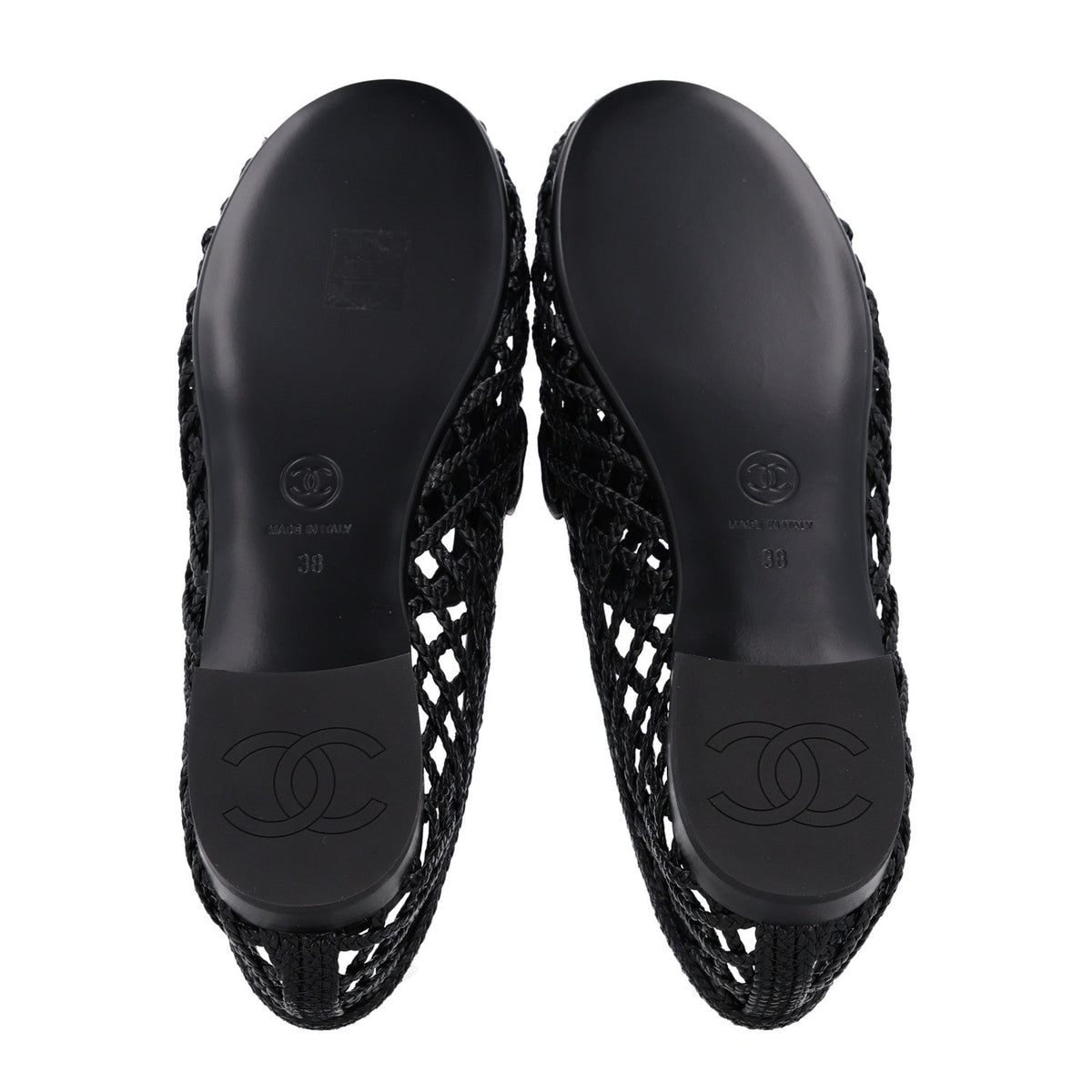 Braided Lambskin CC Mocassin Loafers 38 Black