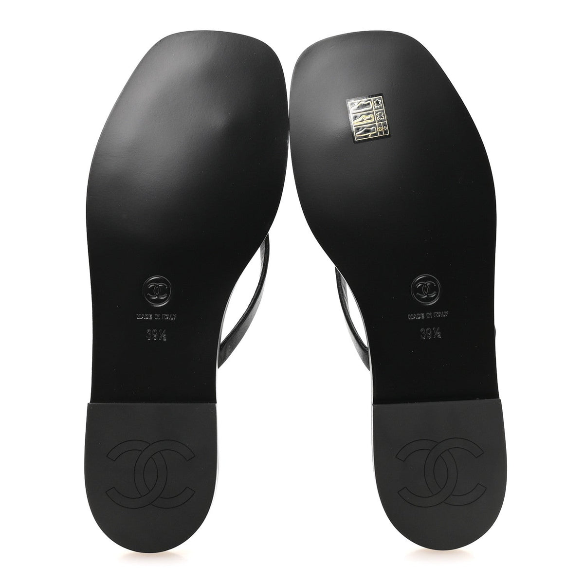Goatskin Times Square Thong Sandals 39.5 Black