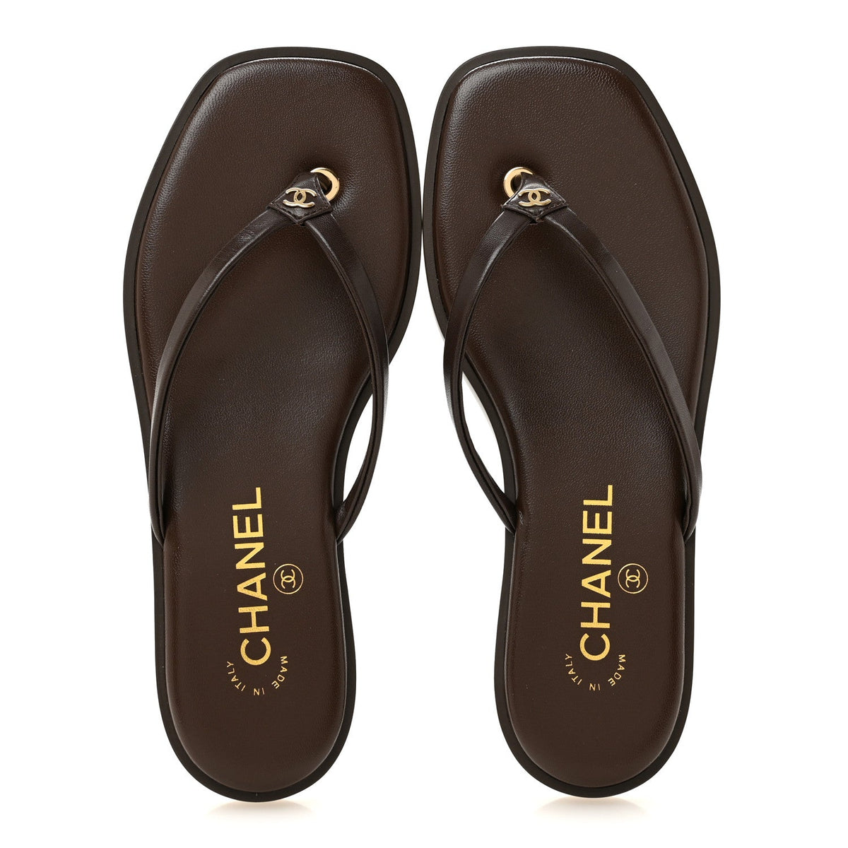 Goatskin CC Times Square Thong Sandals 36.5 Brown