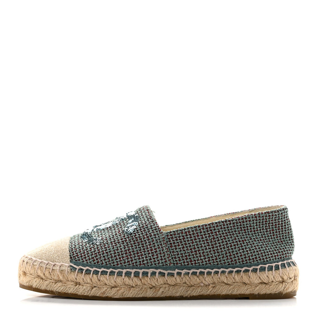 Toile Sequin CC Espadrilles 37 Green
