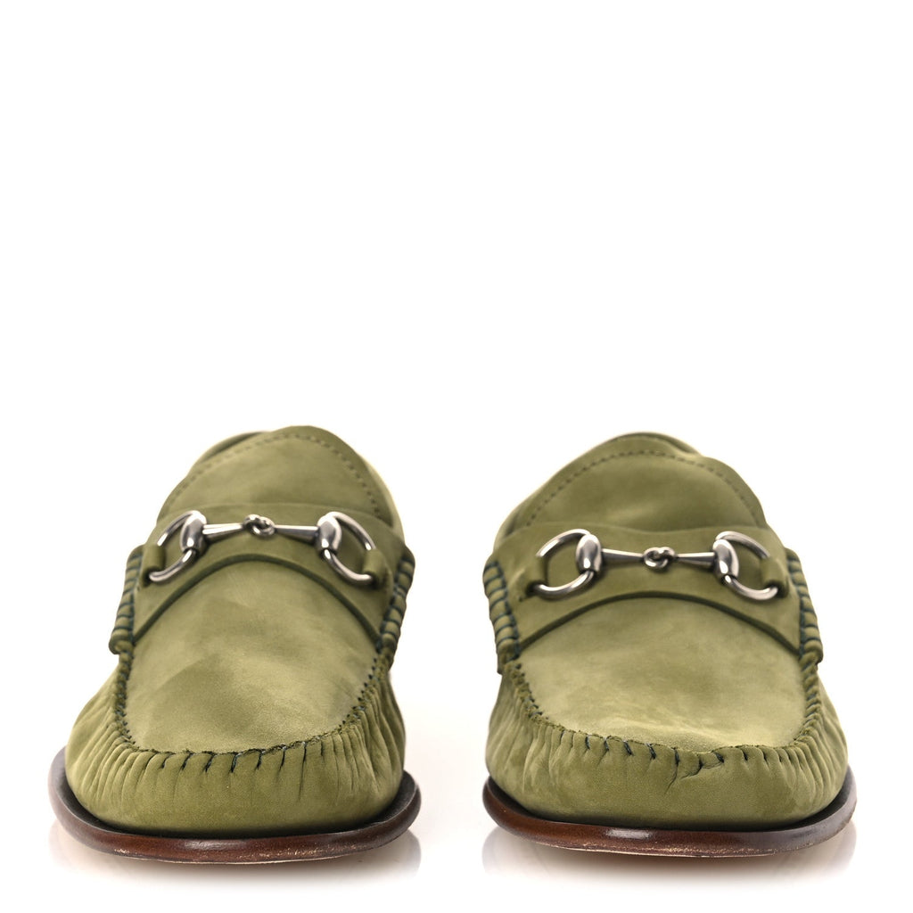 Nubuck Womens Horsebit Loafers 37 Herbs Light Green