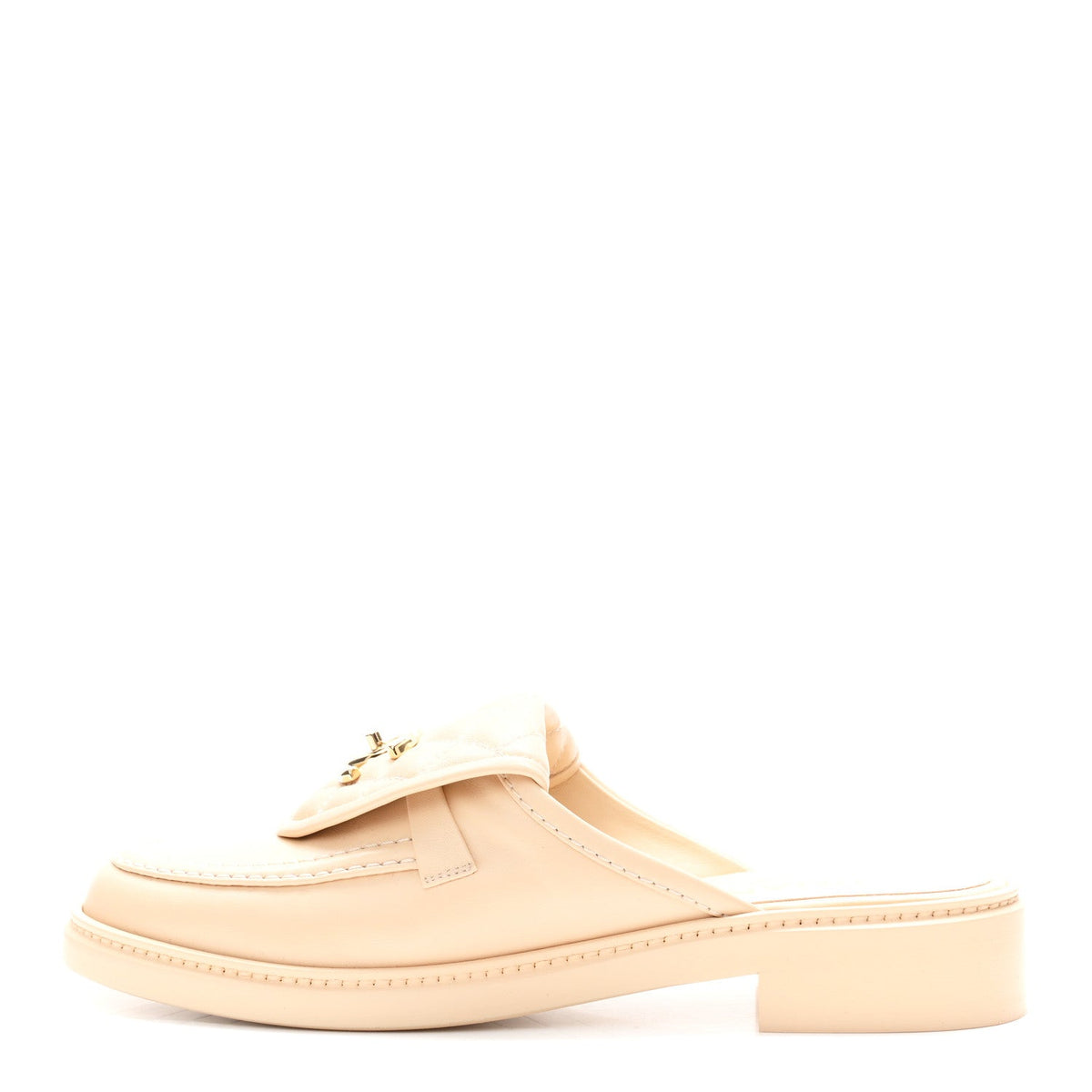 Lambskin Quilted CC Turnlock Mules 39 Light Beige
