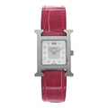 Stainless Steel Alligator Diamond Mother of Pearl 21mm Heure H Hour Quartz Watch Framboise