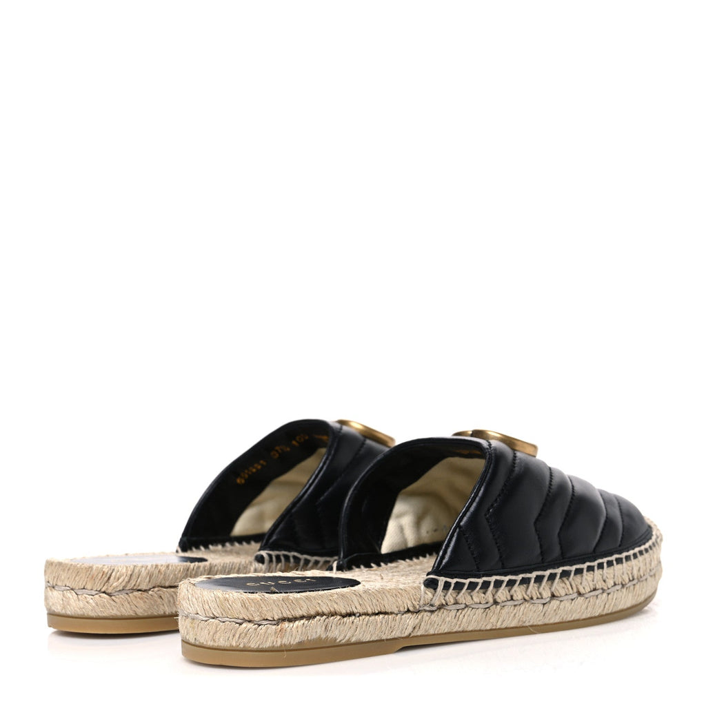 Nappa Matelasse GG Marmont Espadrille Slippers 37.5 Black