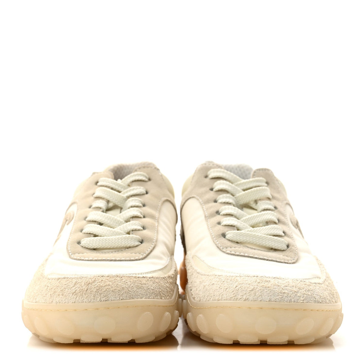 Mixed Fibers Suede Calfskin Womens CC Sneakers 37.5 Ivory