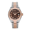 Stainless Steel 18K Everose Gold 28mm Oyster Perpetual Datejust Watch Chocolate Roman 279171