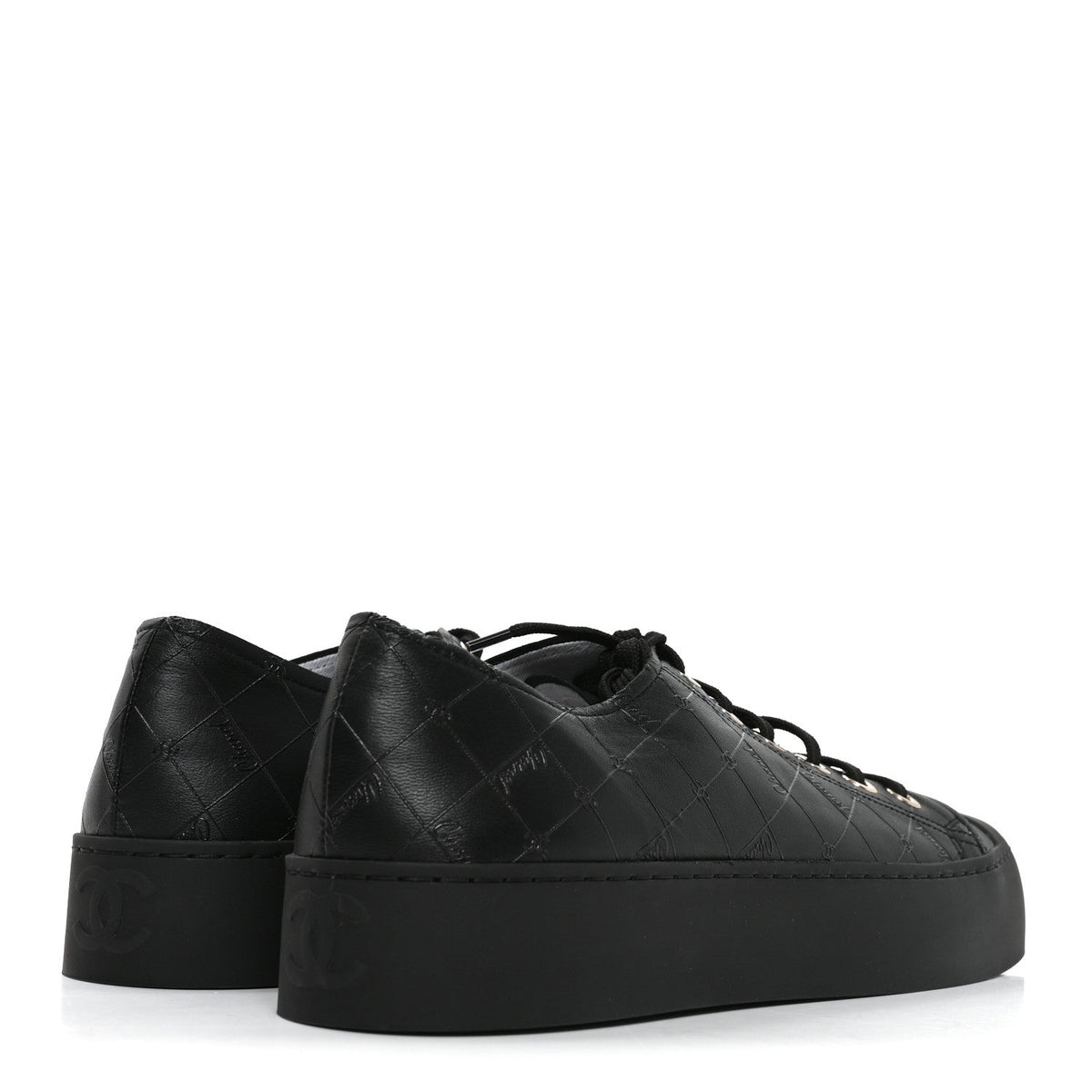 Lambskin Printed Logo Sneakers 41 Black