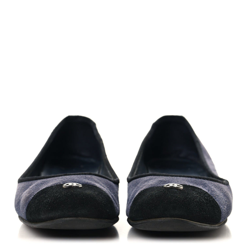 Suede Cap Toe CC Ballerina Flats 38.5 Blue Black