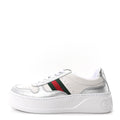 Metallic Nappa Web Womens Chunky Sneakers 38 Silver