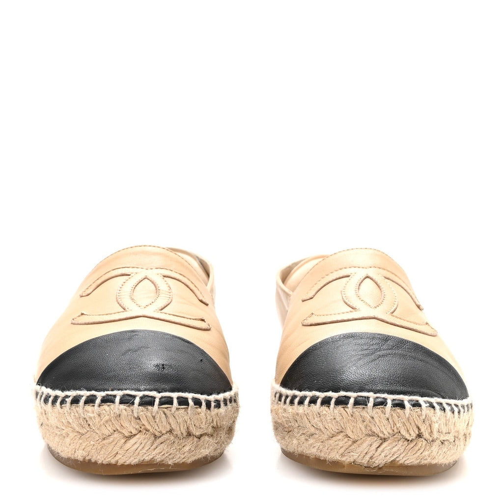 Lambskin CC Espadrilles 36 Beige Black