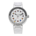 Stainless Steel Rubber 44mm Tambour Moon Dual Time GMT Quartz Watch Silver