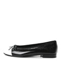 Crumpled Shiny Lambskin CC Cap Toe Ballerina Flats 37 Black White