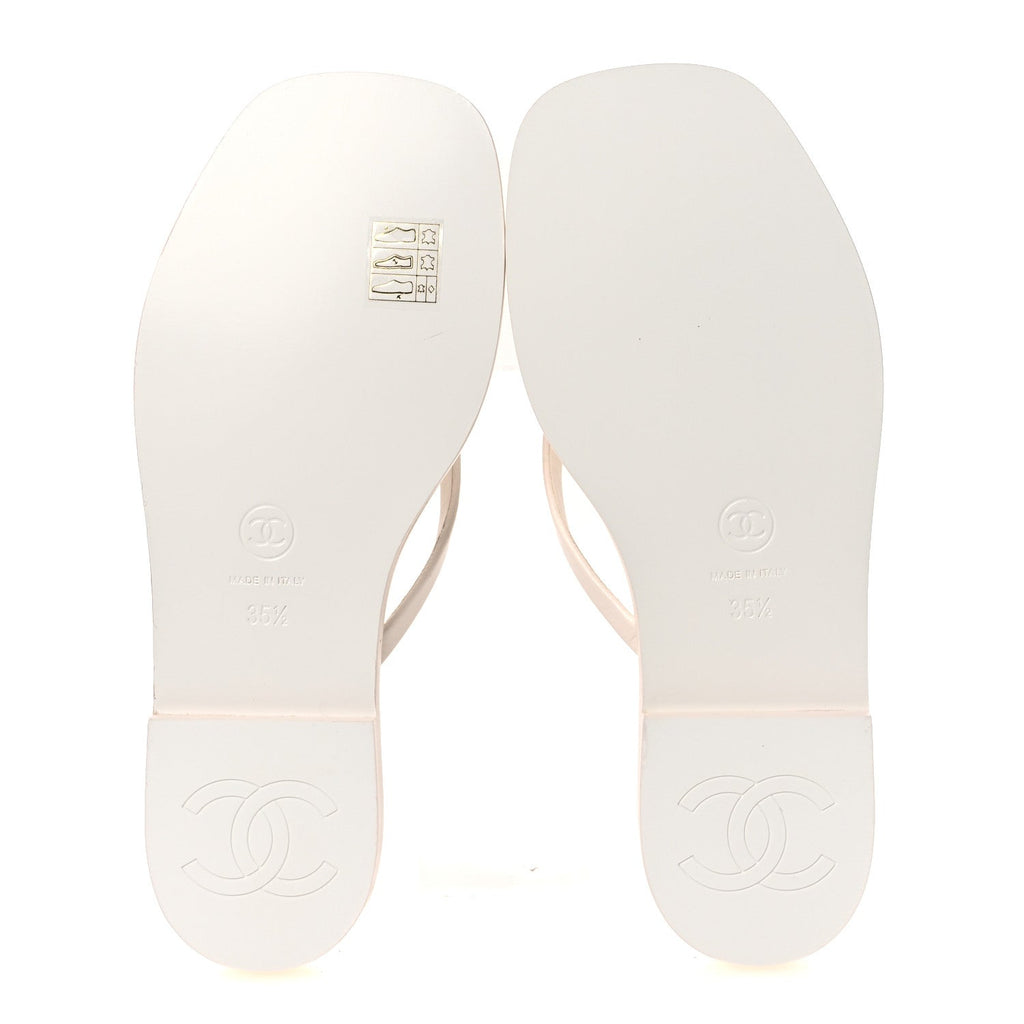 Goatskin CC Times Square Thong Sandals 35.5 White