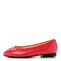Patent Calfskin CC Cap Toe Ballerina Flats 36 Coral