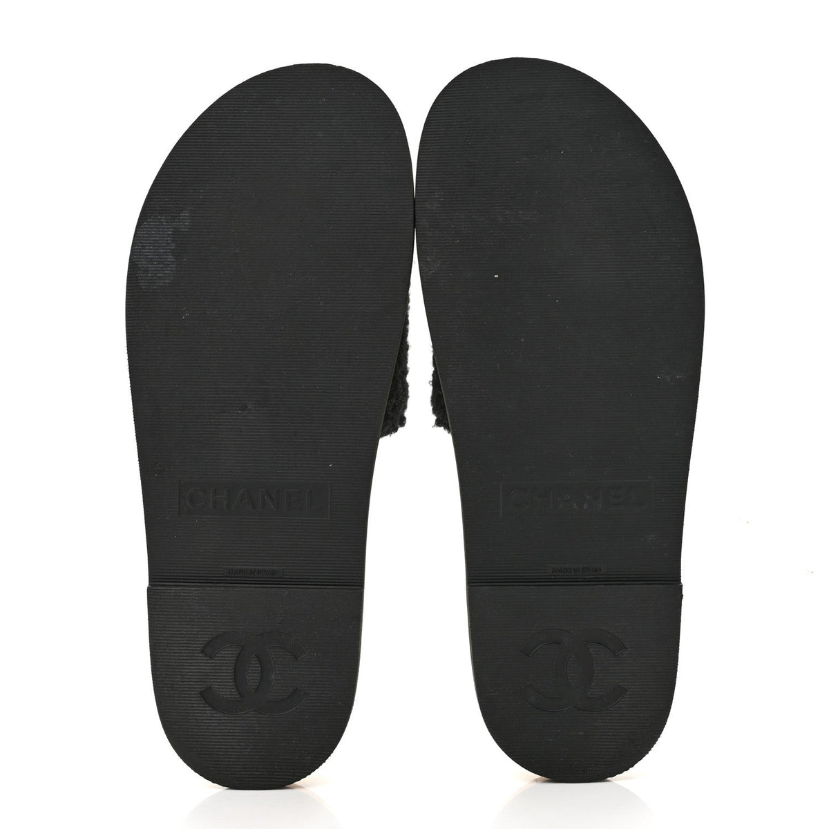 Fabric Pearl Cork CC Slip On Sandals 40 Black