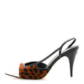 Lambskin Mixed Fibers Cap Toe CC Slingback Pumps 38 White Brown Black