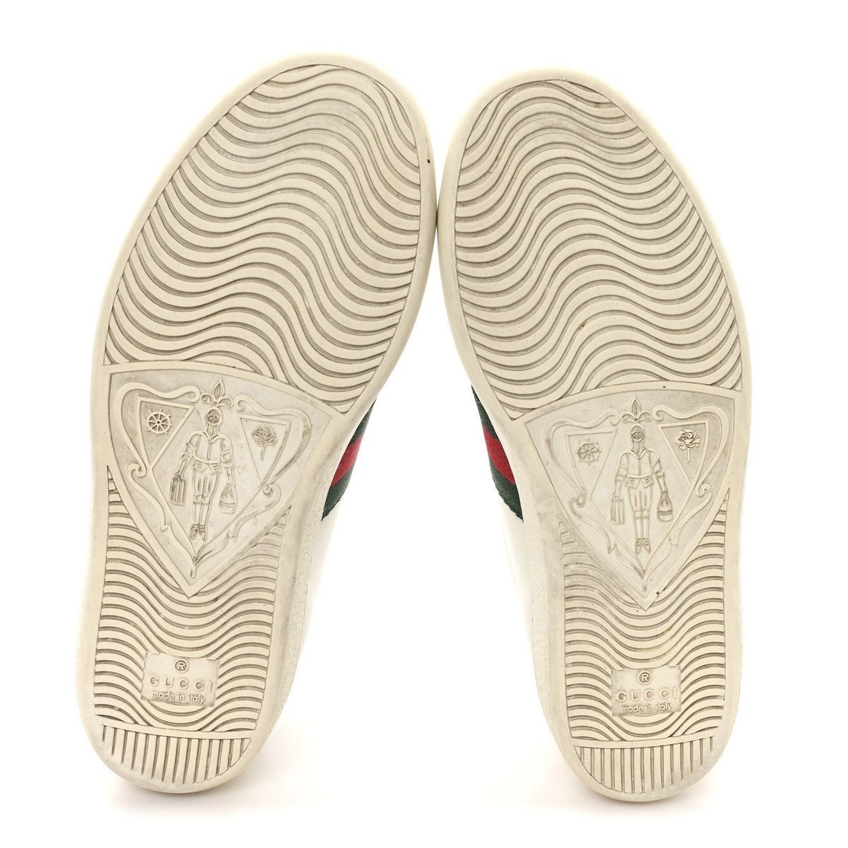 Calfskin Web Heart Embroidered Womens Ace Sneakers 36 White