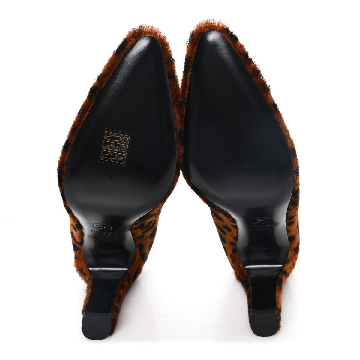 Pony Hair Lambskin Pumps 37.5 Brown Black