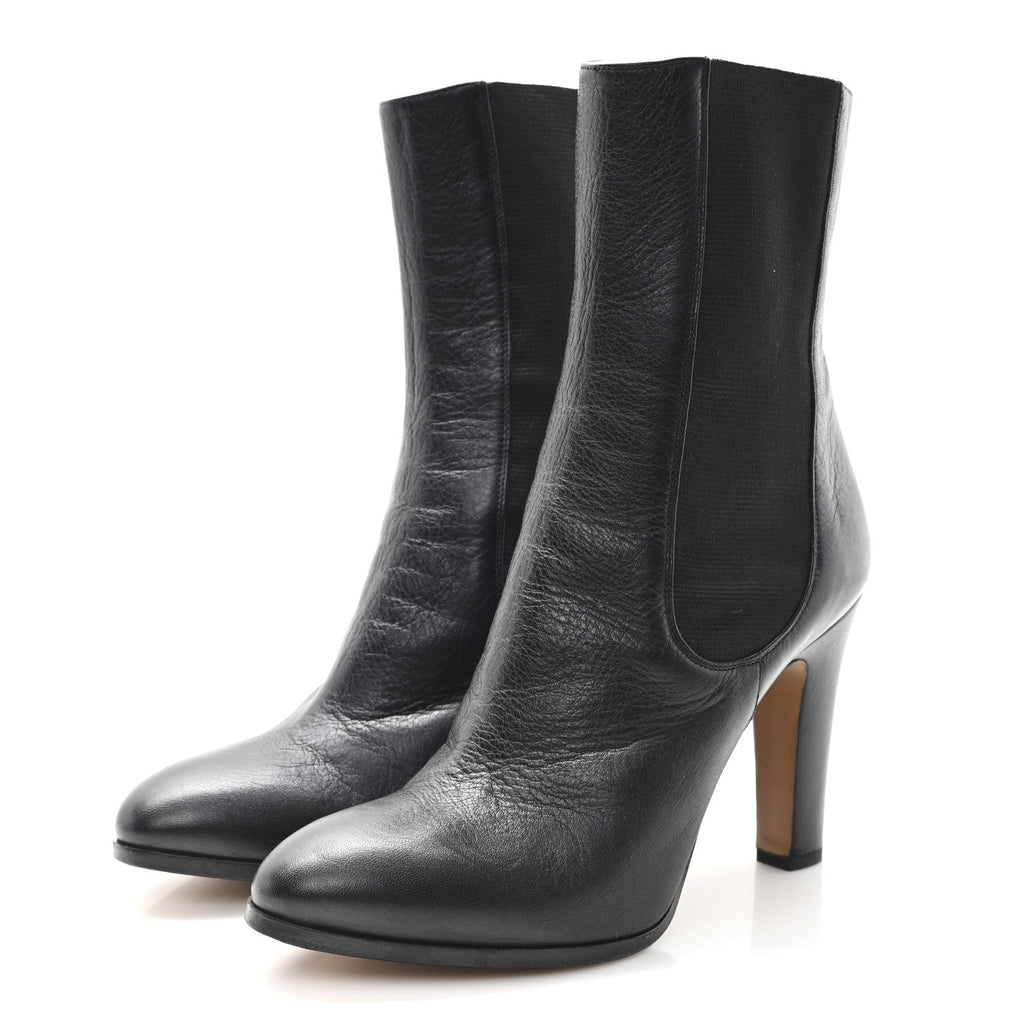 Calfskin Interlocking CC Calf Boots 38.5 Black
