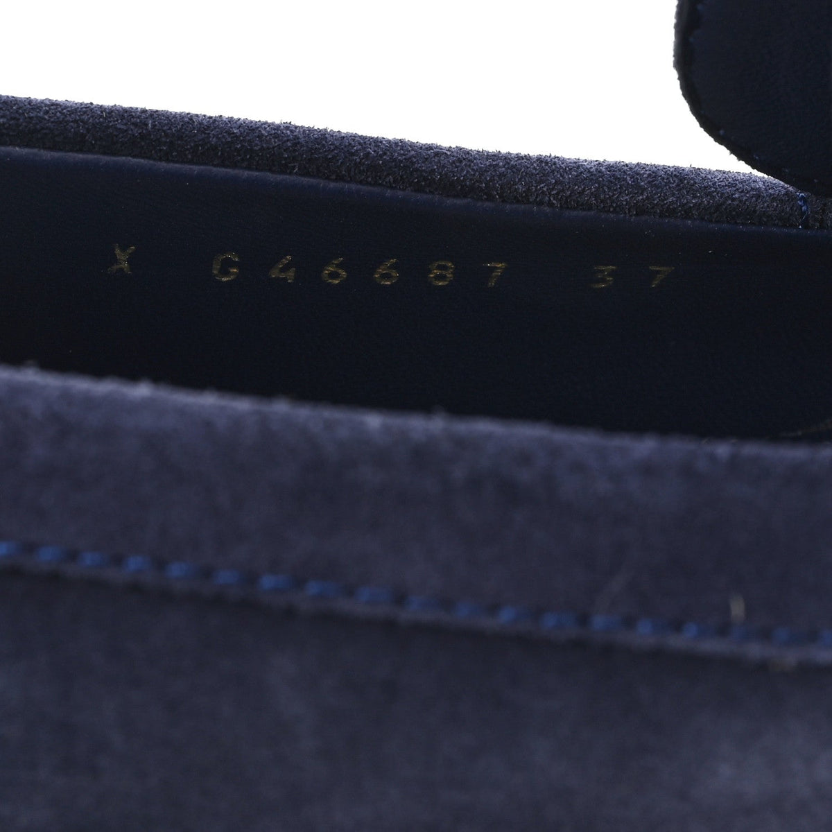 Suede Calfskin Pearl CC Moccasin Loafers 37 Navy