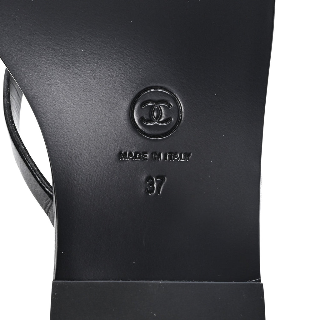 Goatskin CC Times Square Thong Sandals 37 Black